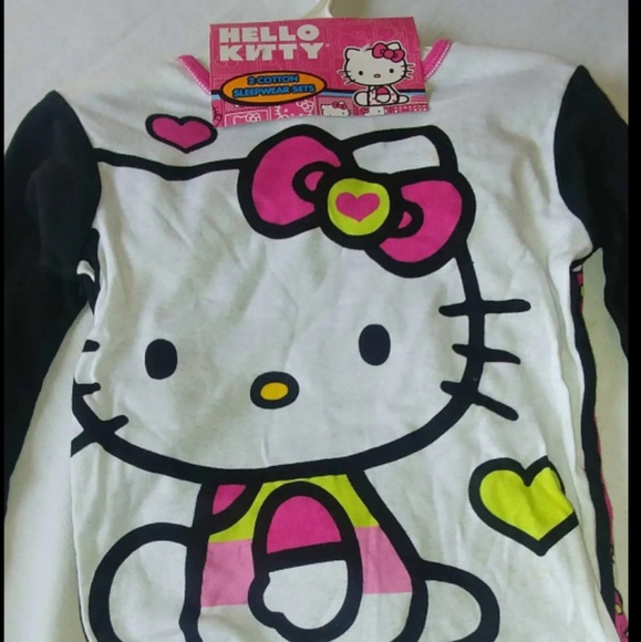 💥HELLO KITTY, 2 SET, 4 PIECE COTTON PAJAMAS. BRAN - Picture 1 of 6